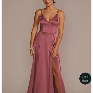 Charmeuse Deep V-Neck A-Line Dress